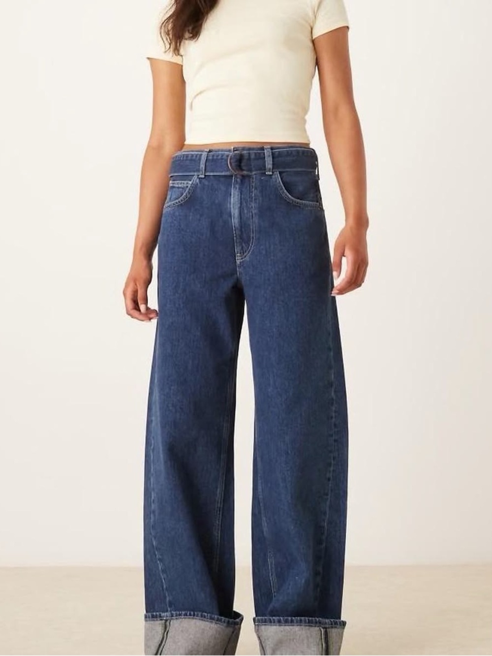 We The Free High-Rise Wide-Leg Jeans in Dark Blue
